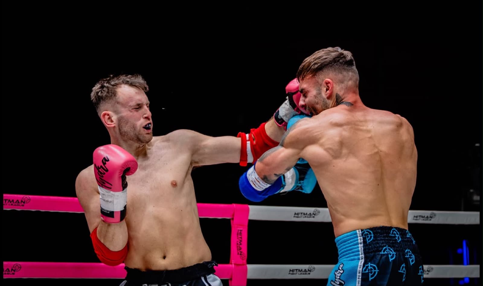 Hayden landing a straight punch during his bout at the Hitman Fight League